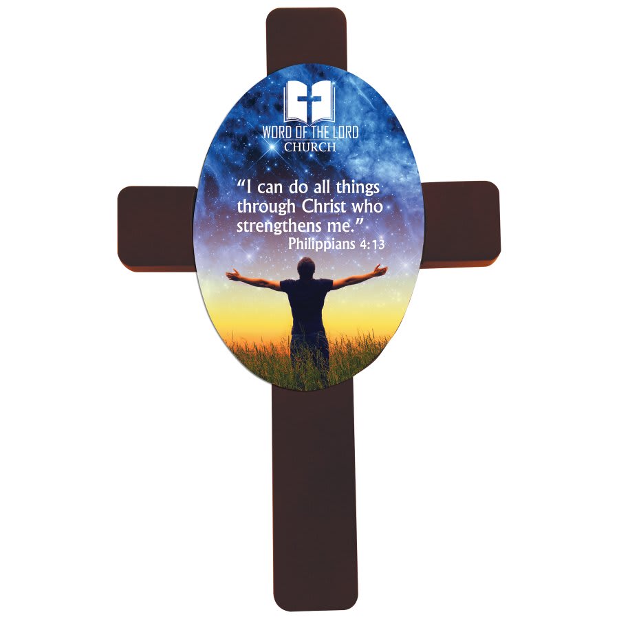 Unisub Mahogany Cross w/Sublimatable Hardboard Oval Insert