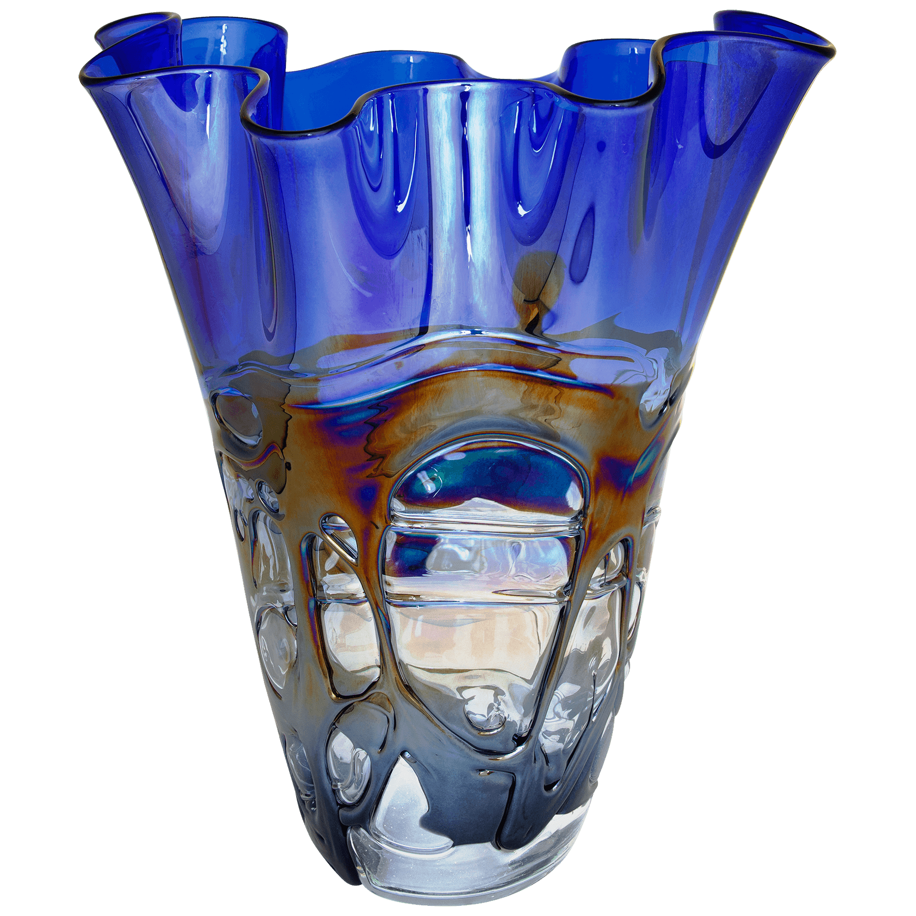11.25" Art Glass Vase with Piano Finish Base
