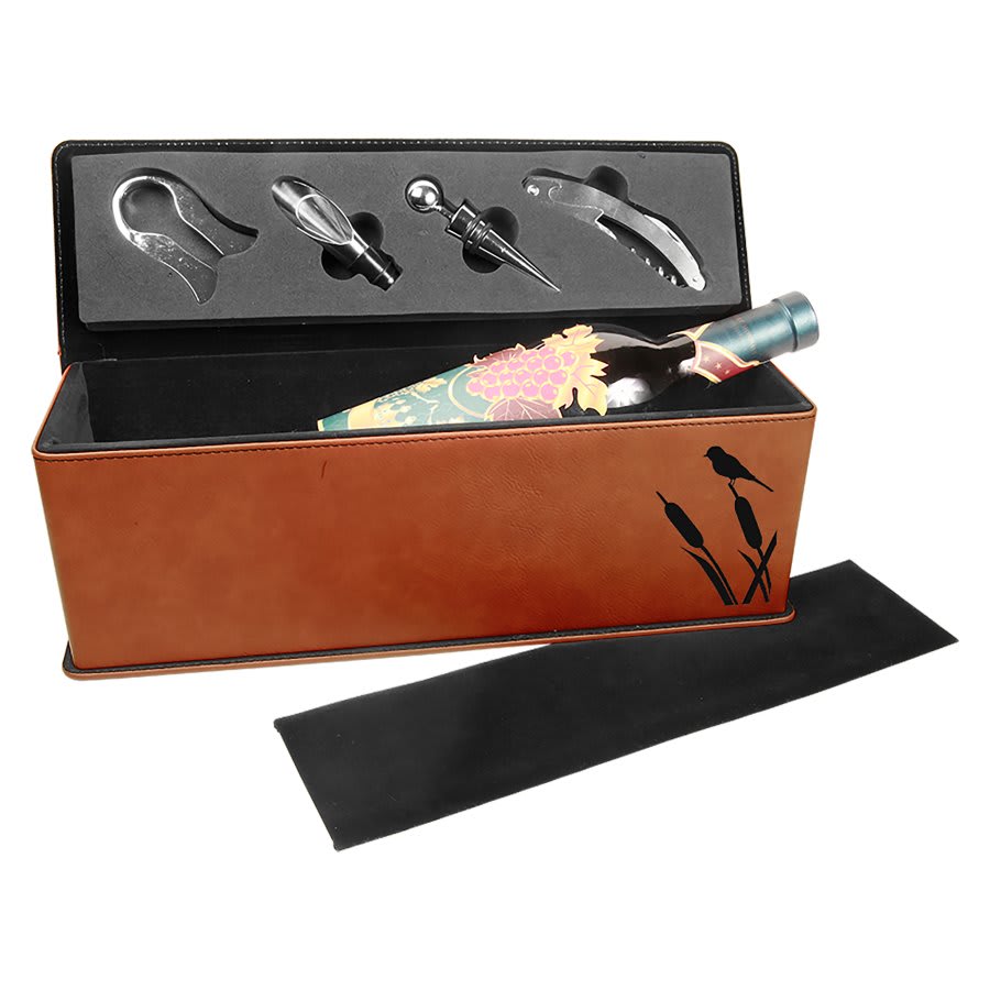 Leatherette Single Bottle Wine Box with Tools - WNE14