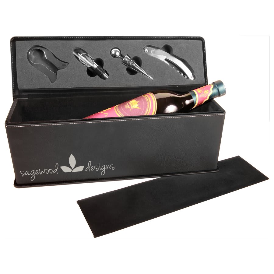 Leatherette Single Bottle Wine Box with Tools - WNE14