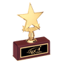 Polished Metal Gold Star Cast on Rosewood Piano Finish Base