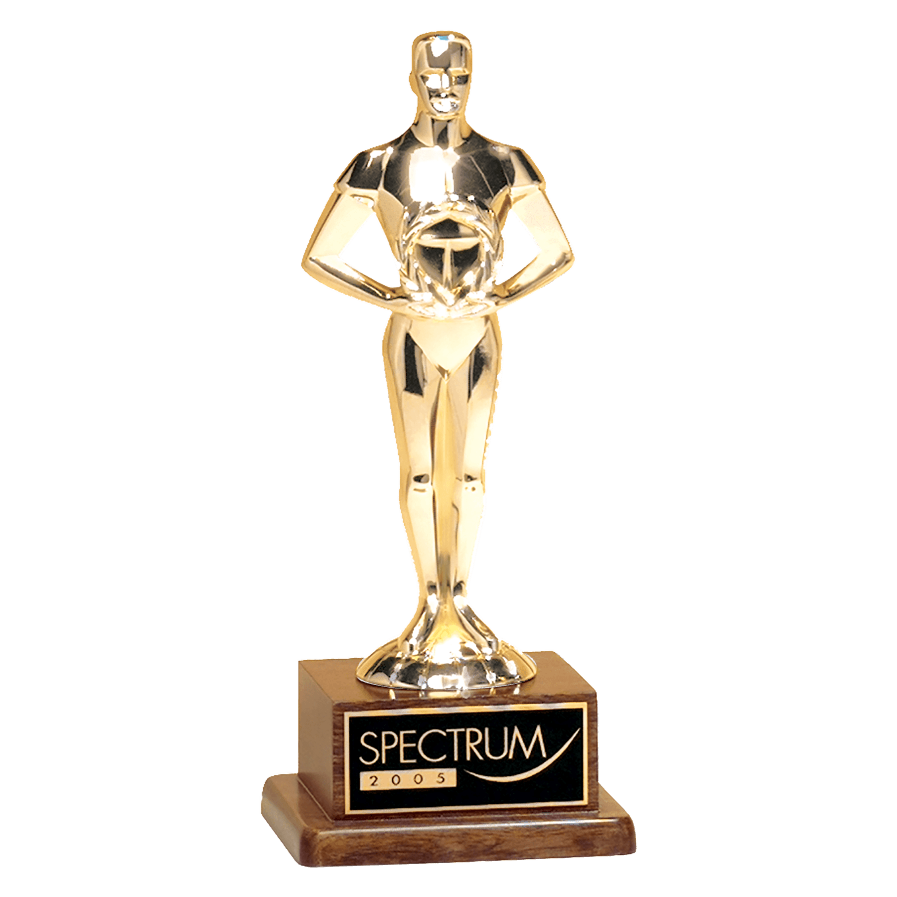Cast Metal Gold Achiever Figure on a Solid Walnut Base