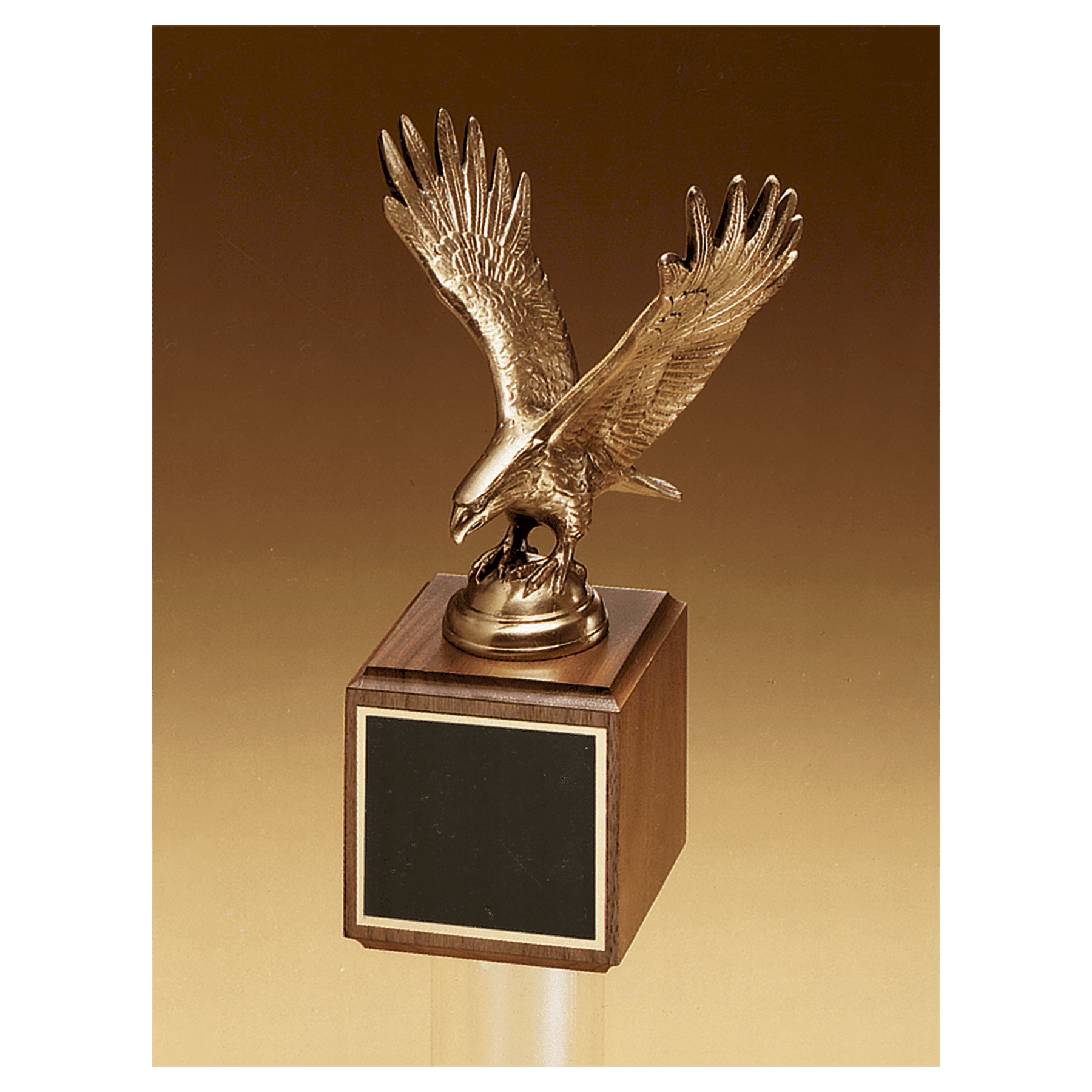 Antique Bronze Eagle Casting on a Walnut Base w/Black Plate