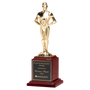 Cast Metal Gold Achiever Figure on a Rosewood Base