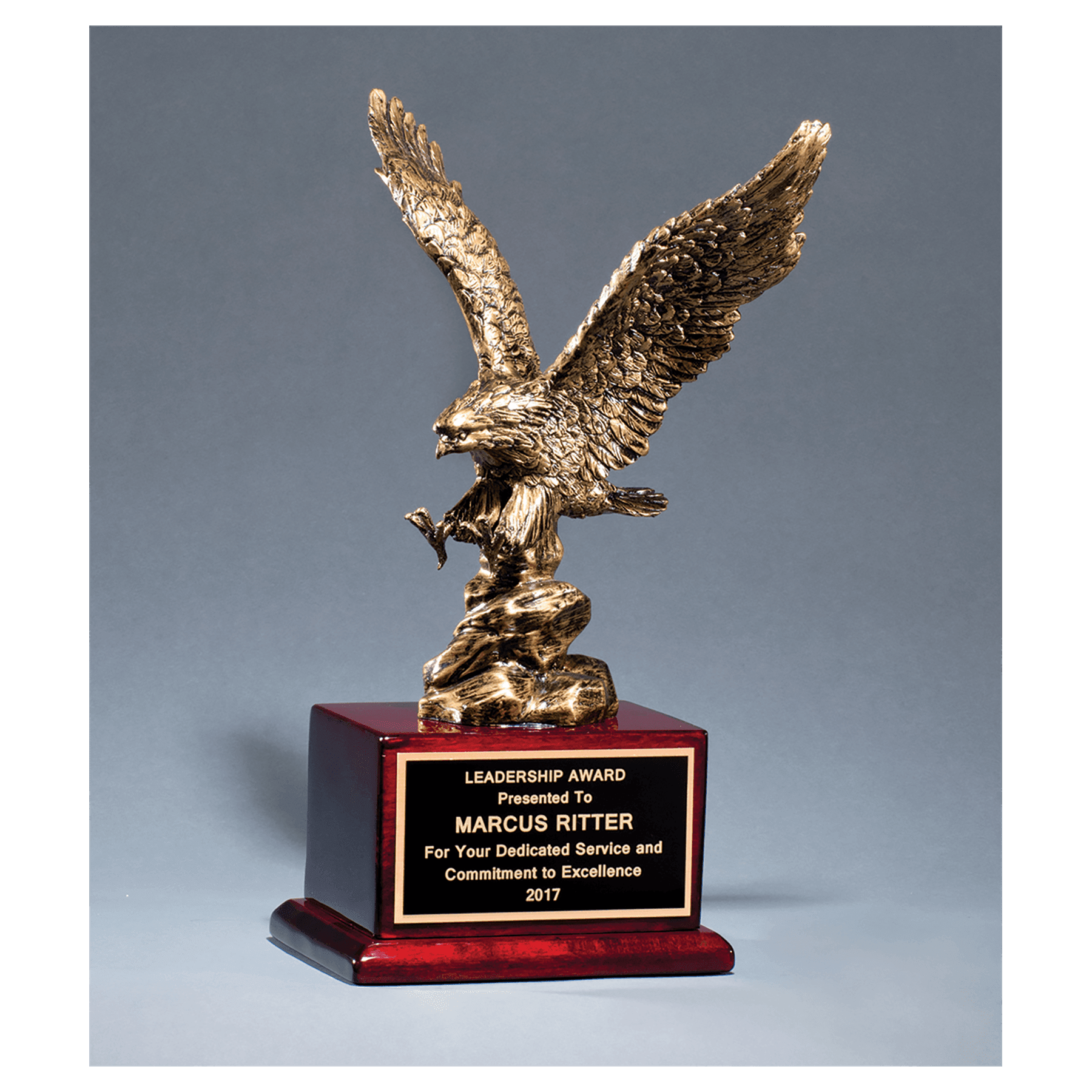 Bronze Eagle Resin Cast on Rosewood Piano Finish Base