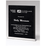 7.5" Black/Silver Leather Desk Plaque w/Chrome Plated Base