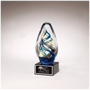 7.1" Egg Shaped Colored Art Glass on Black Glass Base