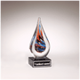 7.5" Teardrop Art Glass on Black Glass Base