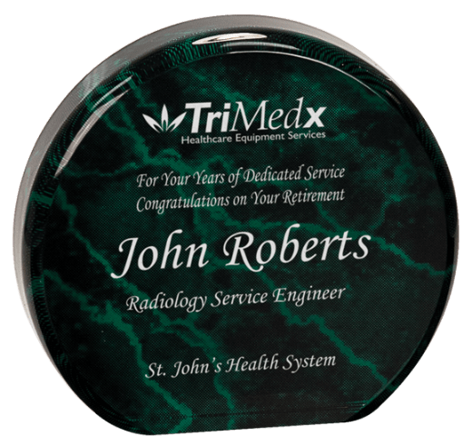 4.5" Green Marble Acrylic Circle
