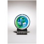 7.25" Disk Art Glass w/Blue and Green Accent on Black Base
