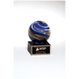 5" Globe w/Blue, White and Gold Metallic on Black Glass Base