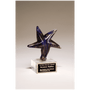 6.9" Blue Star Art Glass w/Gold Highlights on Glass Base