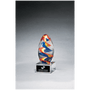 6" Colorful Egg Shaped Art Glass on Clear Glass Base