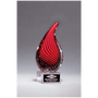 7.5" Red Teardrop Art Glass on Clear Glass Base