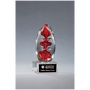 5.25" Red Egg Shaped Art Glass on Clear Glass Base