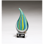 8.25" Multi-Colored Teardrop Art Glass on Clear Glass Base
