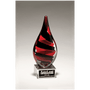 8" Black and Red Helix Teardrop on Clear Glass Base