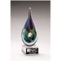 9.9" Multi-Colored Teardrop Art Glass on Clear Glass Base
