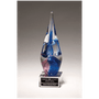 10.5" Blue & Violet Art Glass on Clear Glass Base