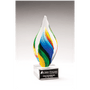 9" Rainbow Twist Art Glass on Clear Glass Base