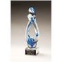 12" Contemporary Sculpture w/Blue Accent Art Glass on Base