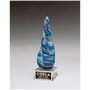 8.75" Twist Blue & Teal Art Glass w/Gold Accent & Clear Base