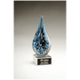 10" Multi-Colored Teardrop Art Glass on Clear Glass Base