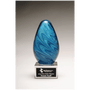 6.25" Blue and Green Egg Shaped Art Glass on Clear Base
