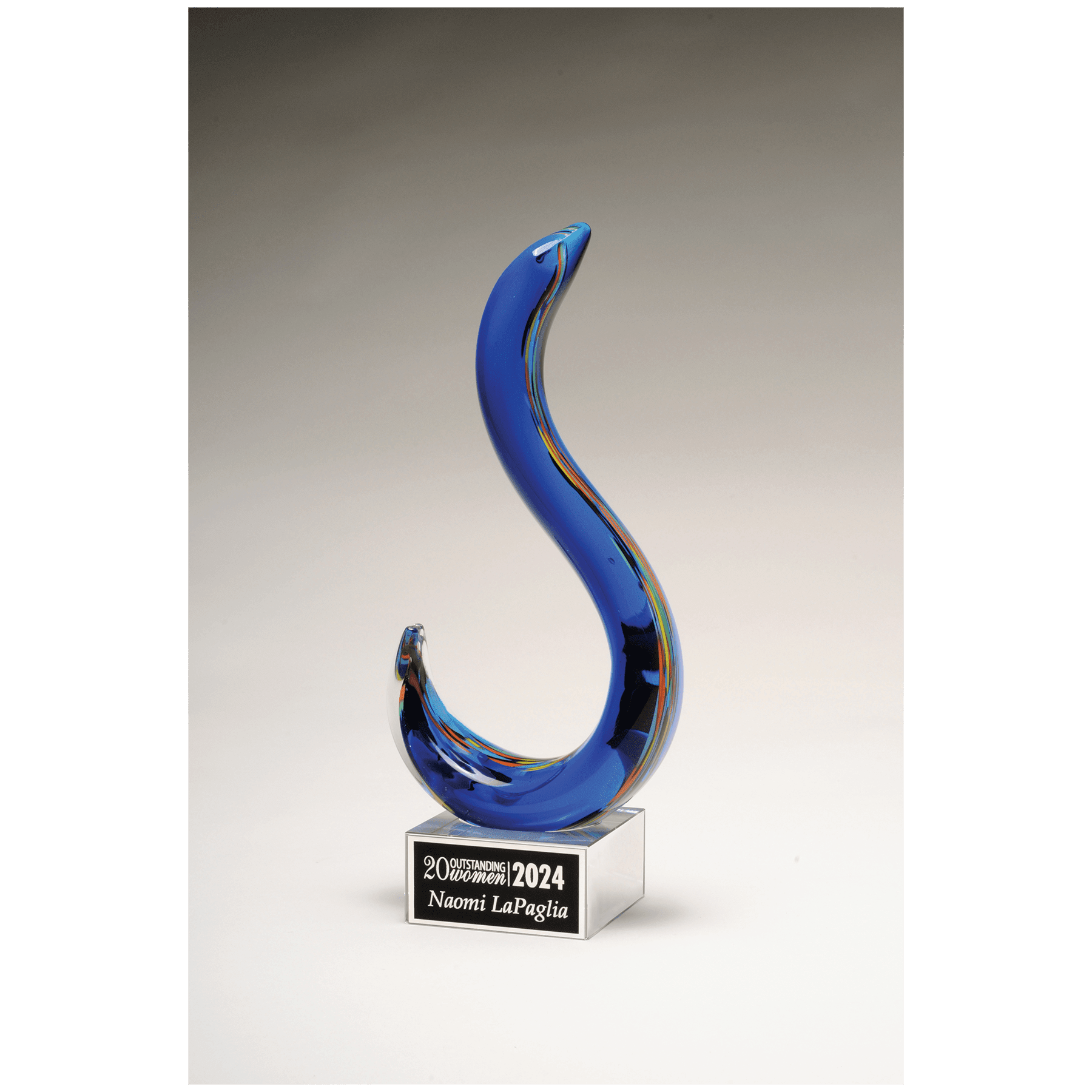 11" Modern Swan Design Art Glass on Clear Glass Base