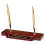 Double Gold-Tone Pen Set on Rosewood Piano Finish Base
