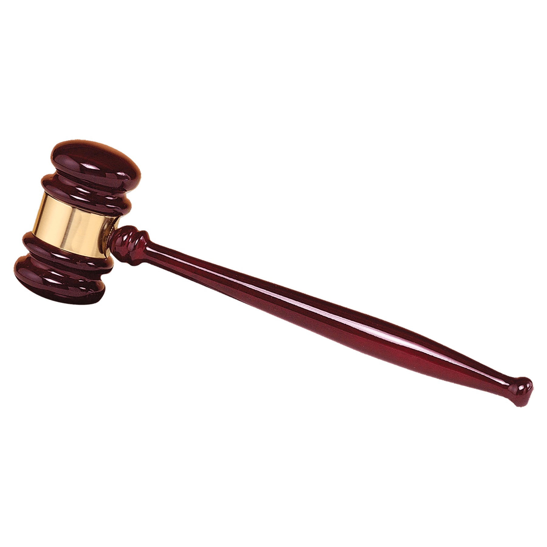 Rosewood Piano Finish Gavel with a Gold Gavel Band - GVL15