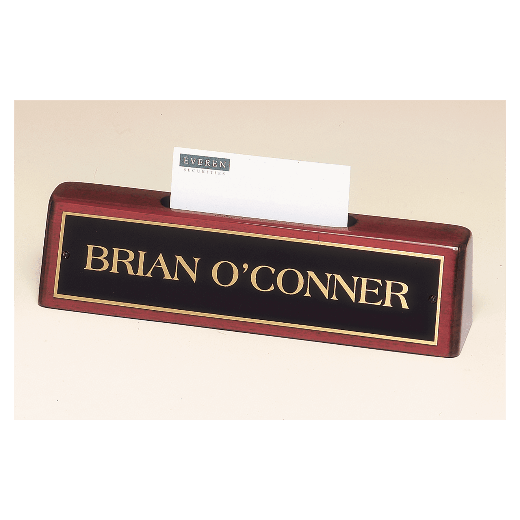 8.25" Rosewood Piano Finish Nameplate w/Business Card Holder
