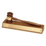 Walnut Gavel Base w/Gavel/Gold Gavel Band and Gold Plate