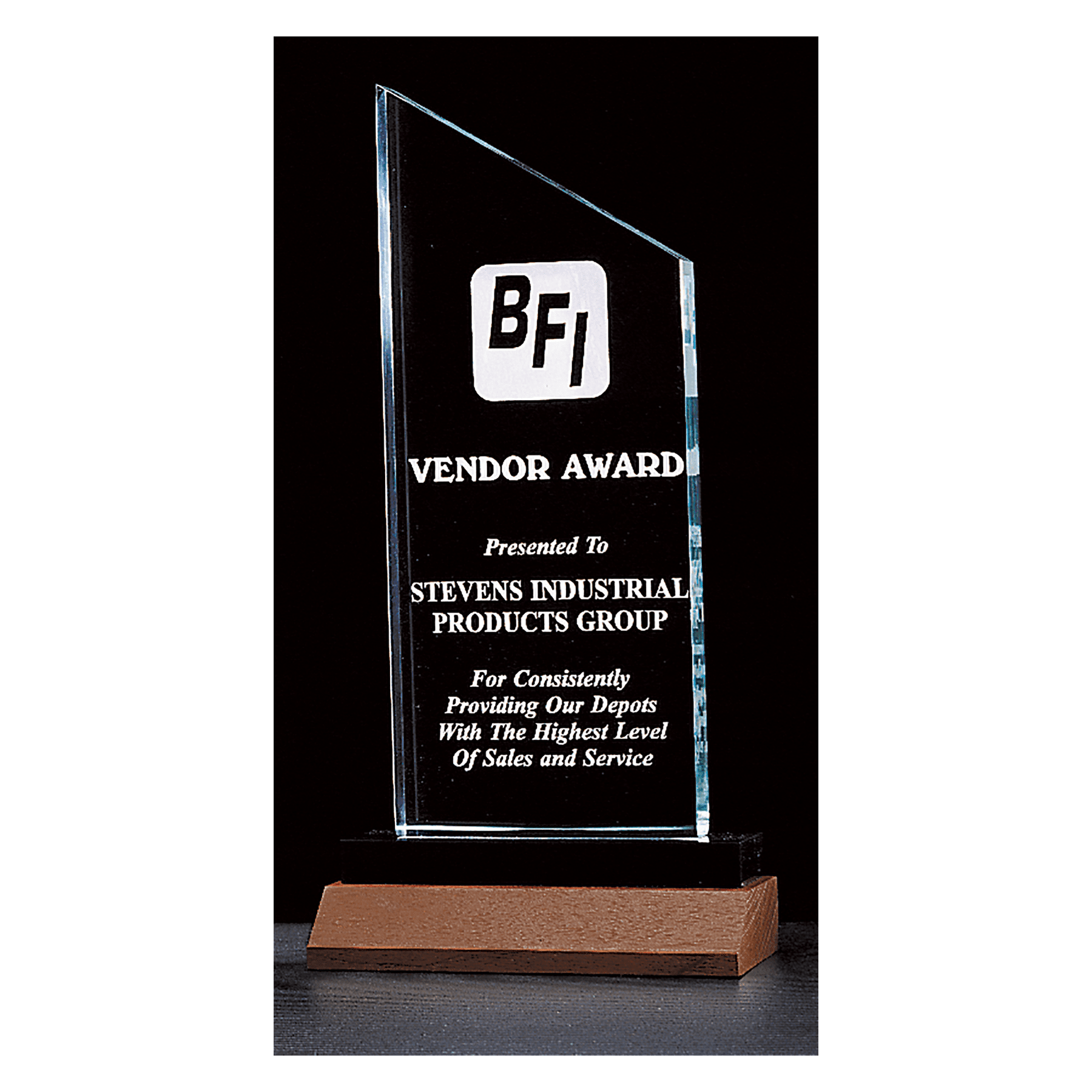 4.25" x 7.25"  Zenith Series Jade Acrylic with Walnut Base