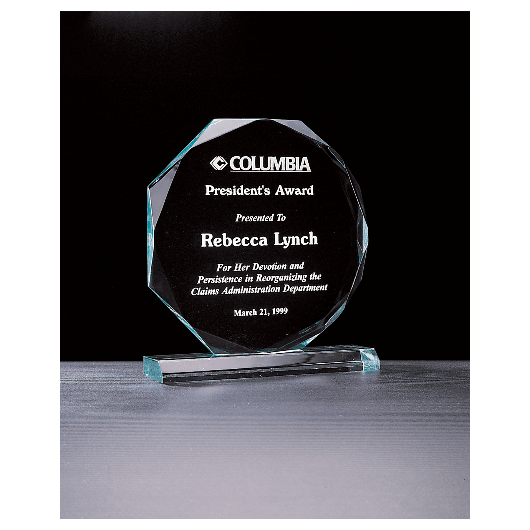 7" x 7.75" Octagon Series Jade Acrylic Award