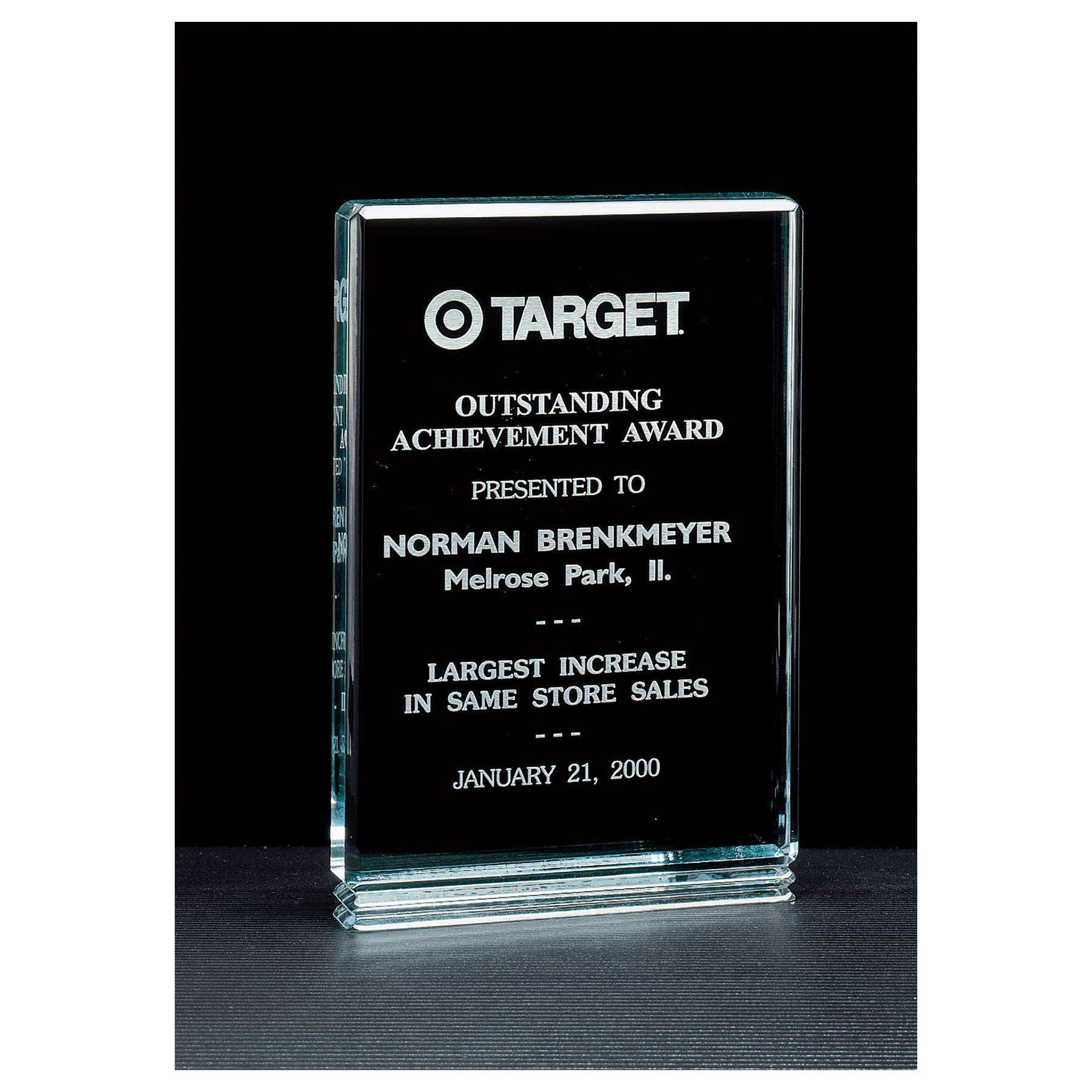 5" x 7.5" Classic Series Jade Acrylic Free Standing Award
