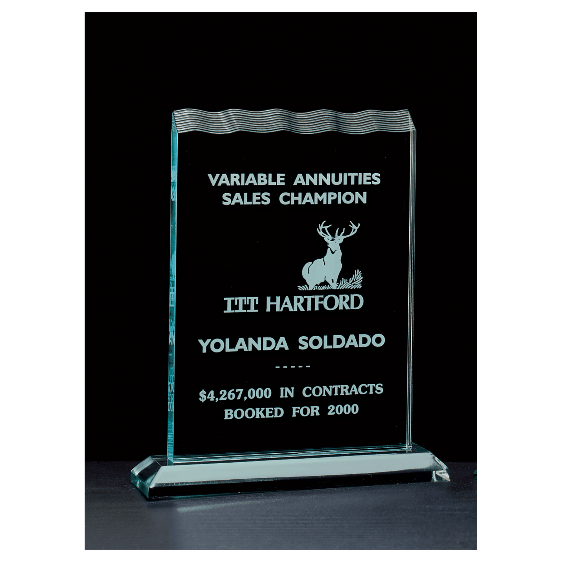 5.5" x 7.25" Tidal Series Jade Acrylic Award