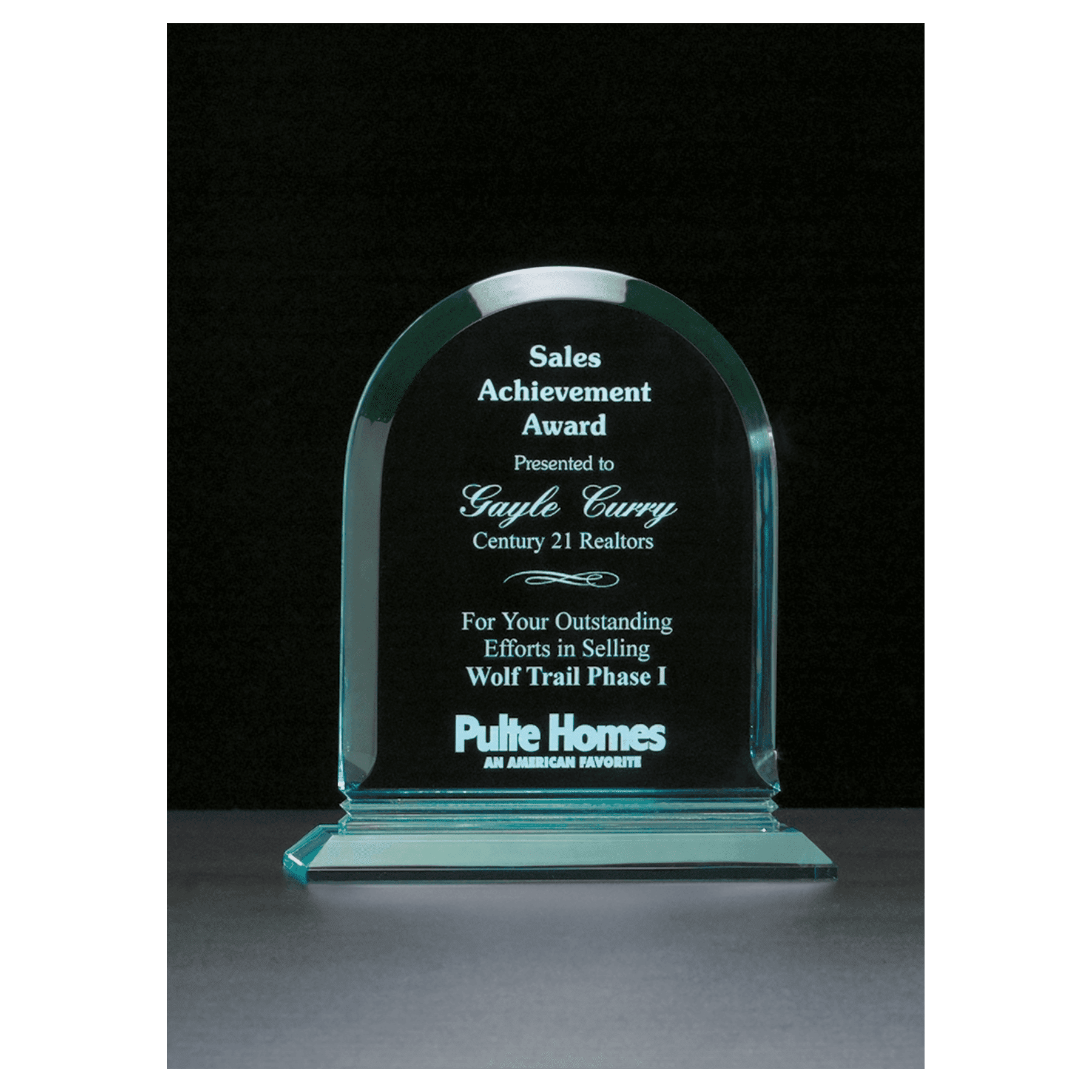 6.5" x 7.75" Arch Series Jade Acrylic Award
