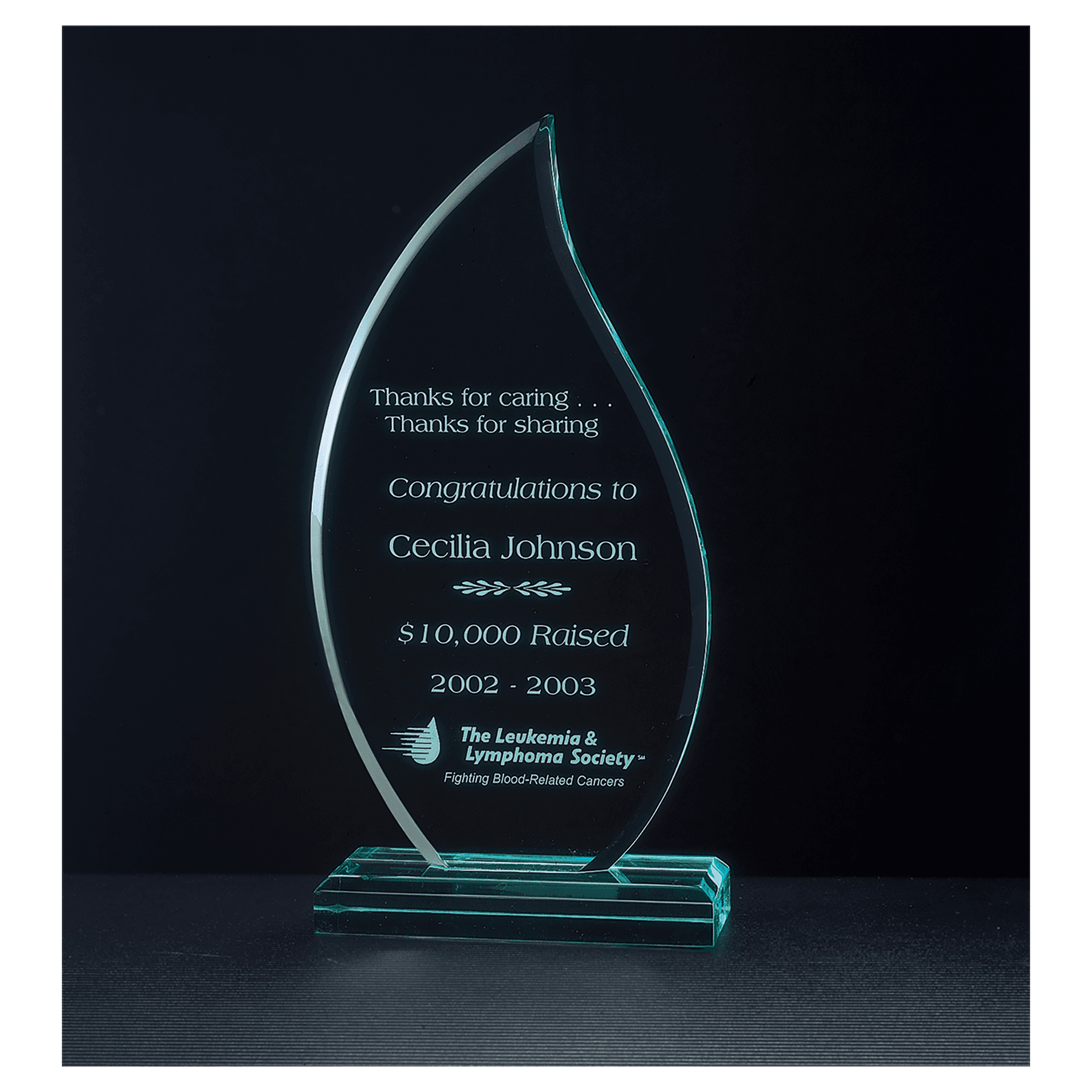 7.75" Flame Series Jade Acrylic Award