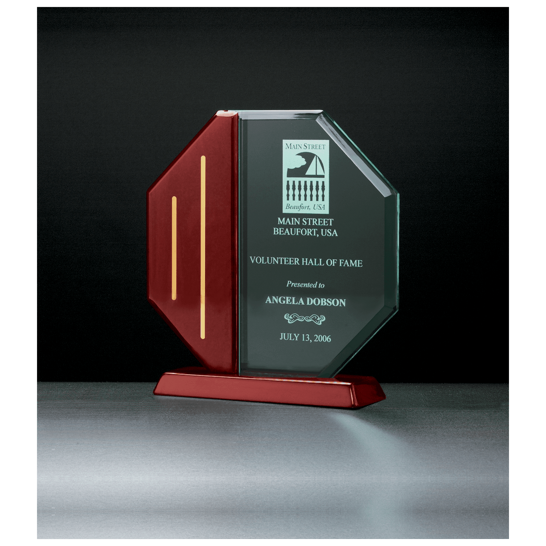 7.5" Rosewood Piano Finish Base and Post w/Gold Accents