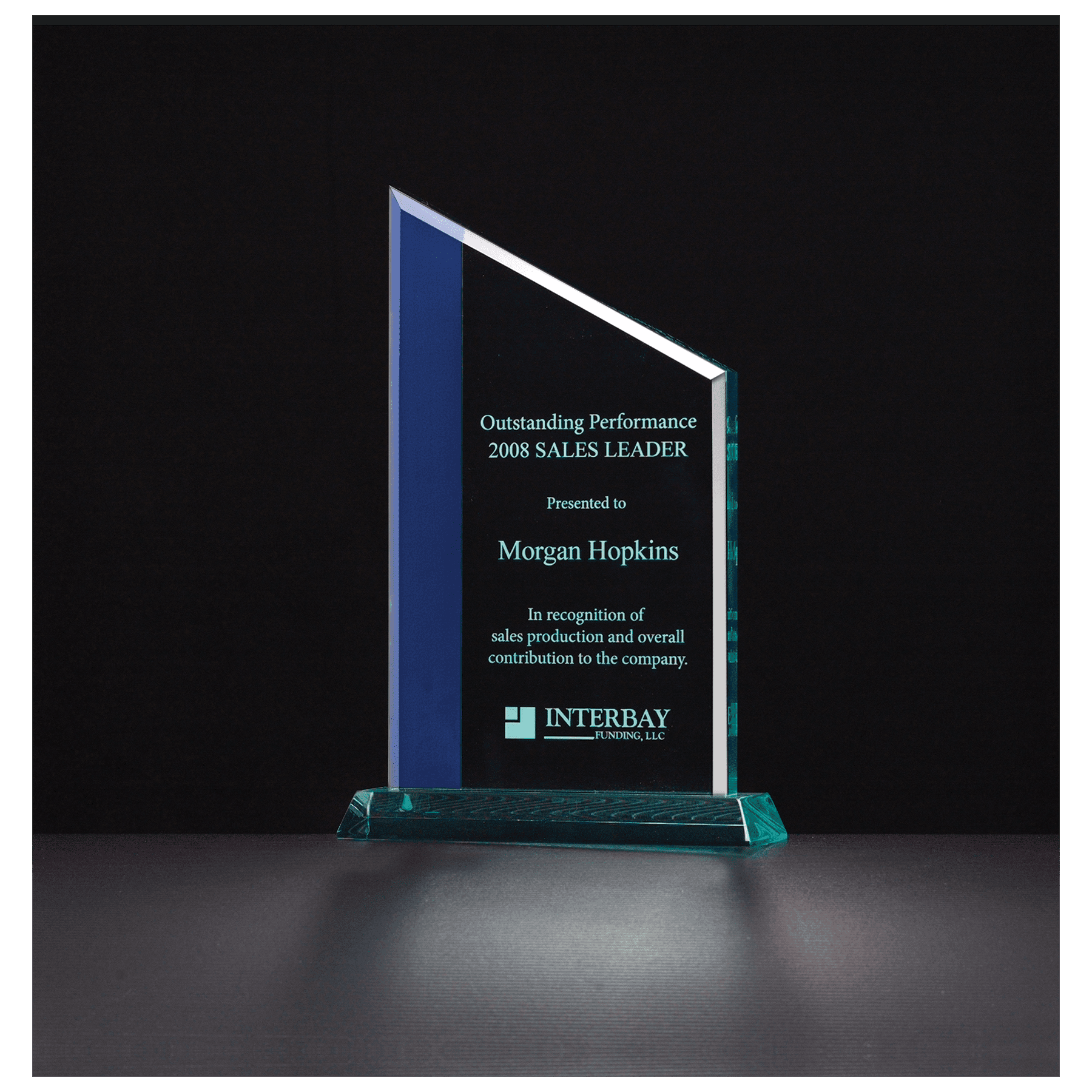 8" Zenith Series Jade Acrylic with Blue Highlights