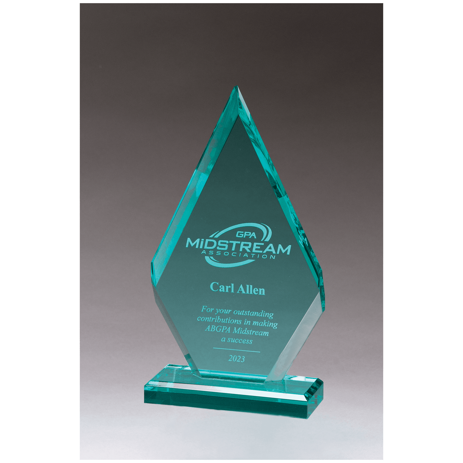 8.5" Flame Series Beveled Jade Acrylic Award