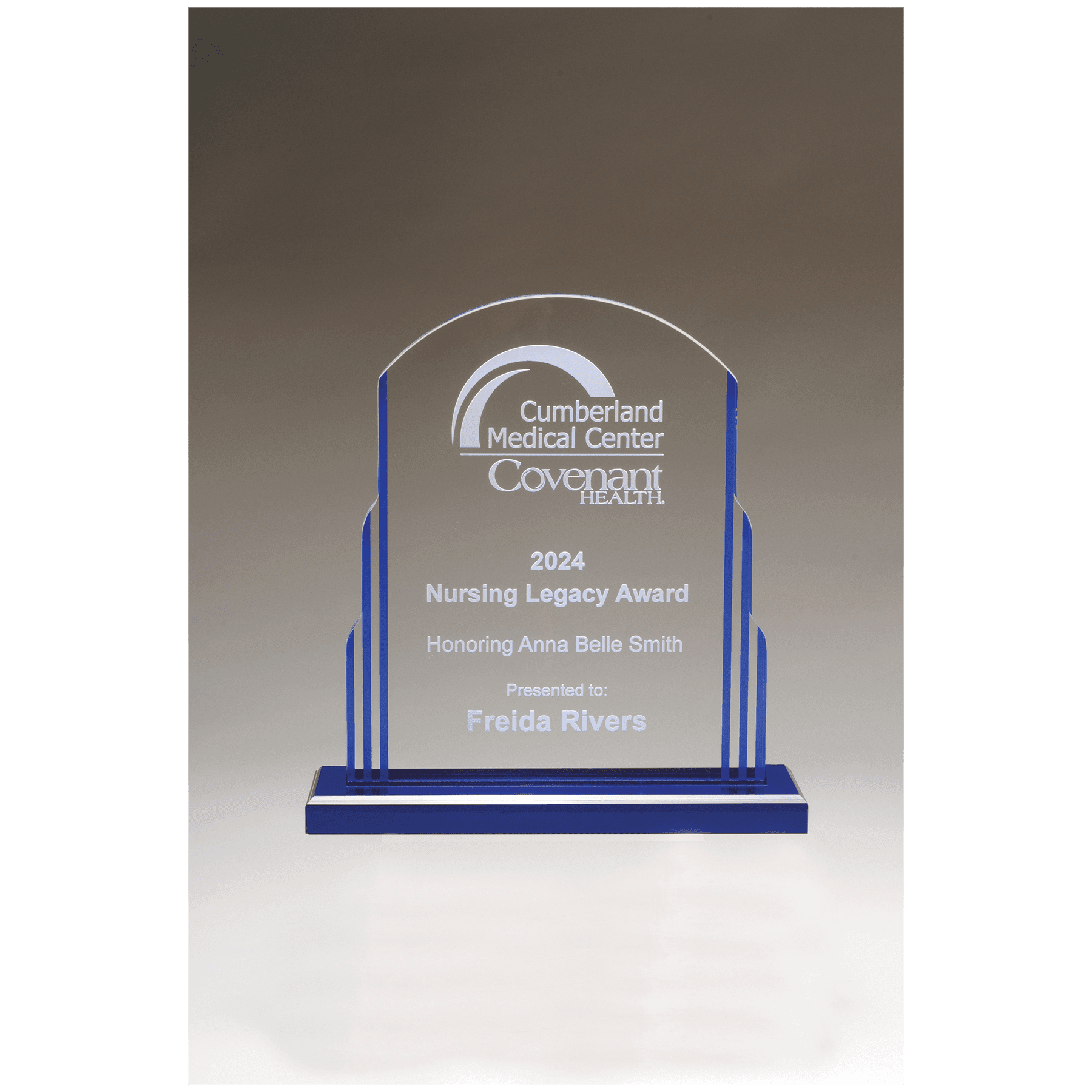 Style Acrylic w/Blue Accents and Blue Mirror Top Base