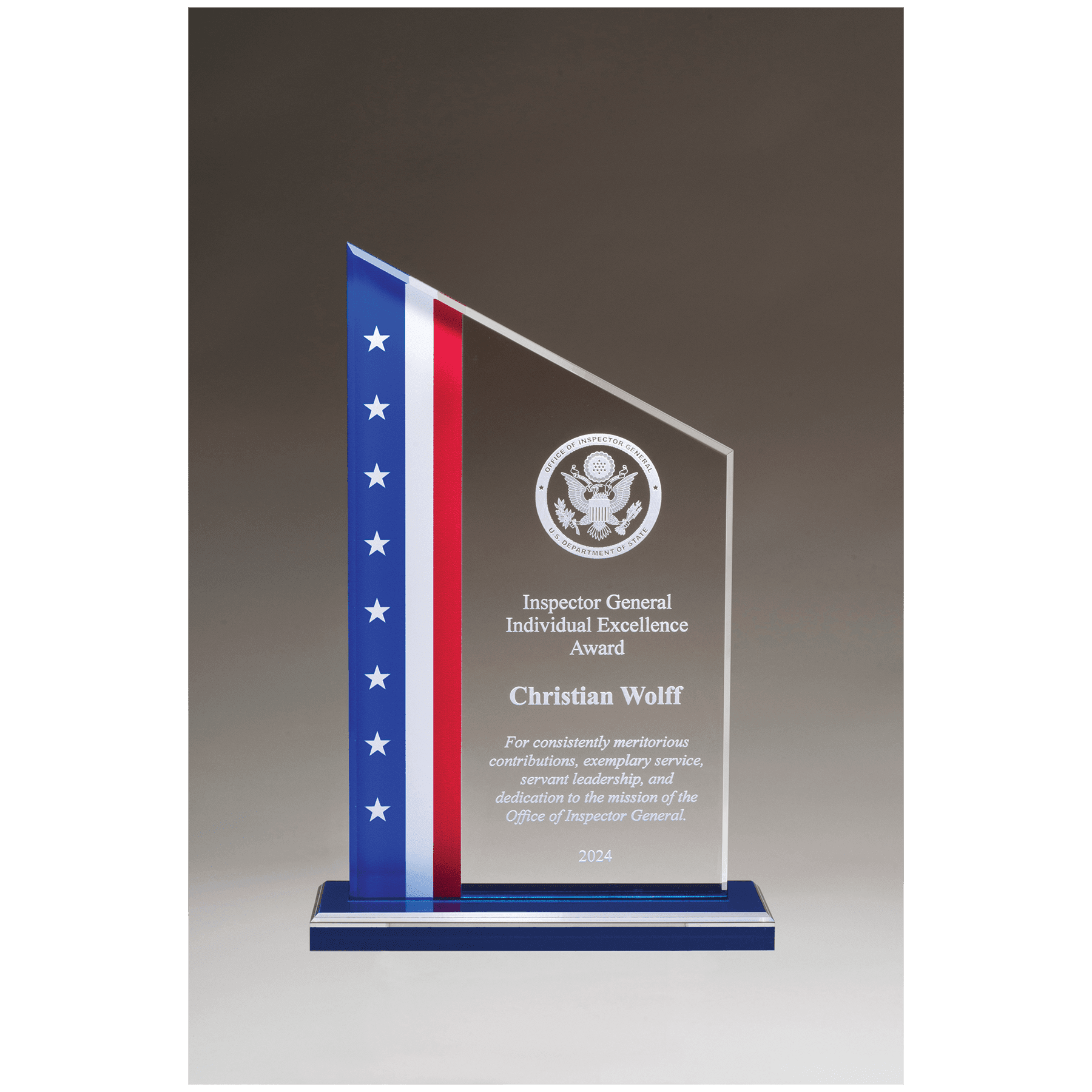 Acrylic w/American Flag Design, Blue Mirror Top Blue Base