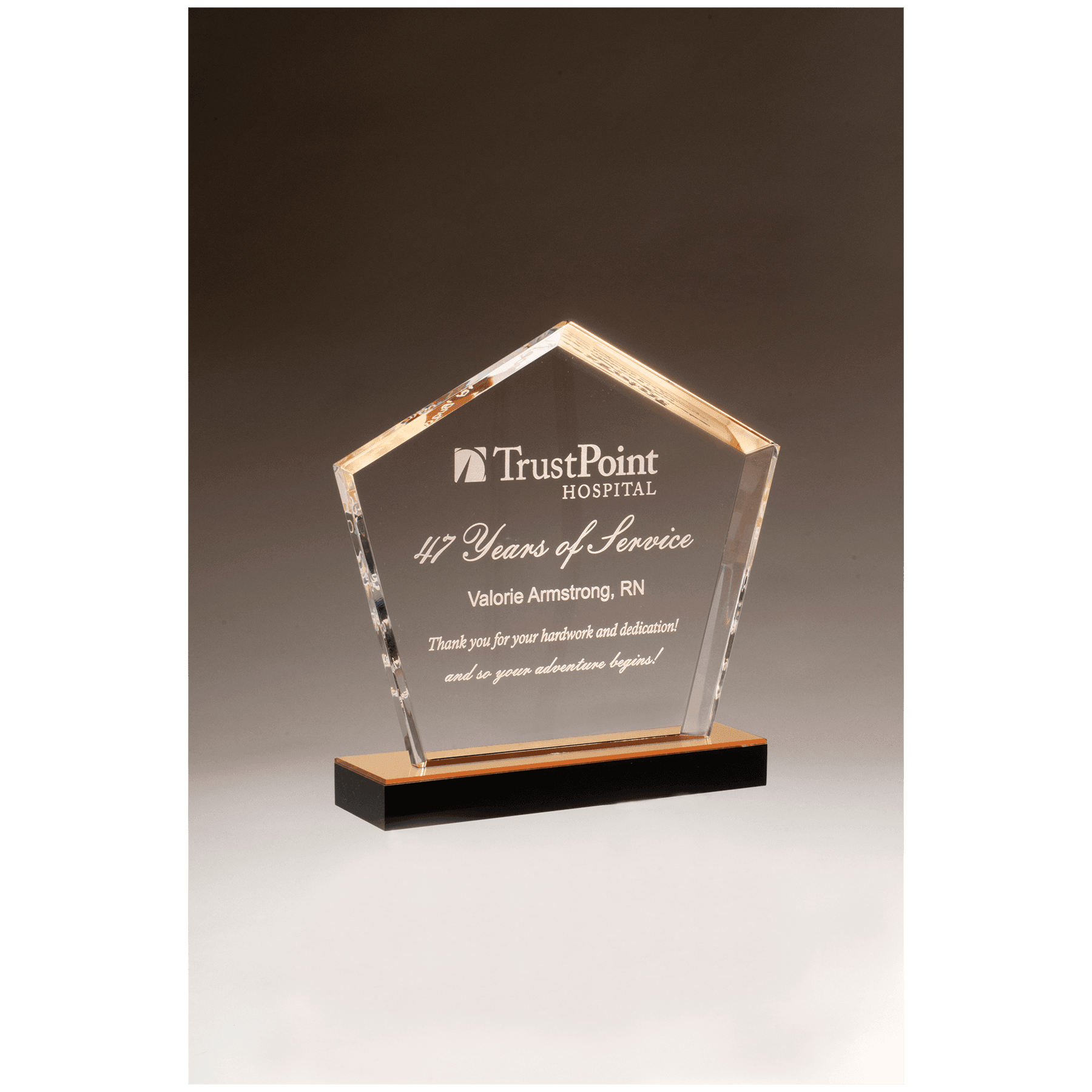 Diamond Acrylic w/Gold Accent and Mirror Top Black Base