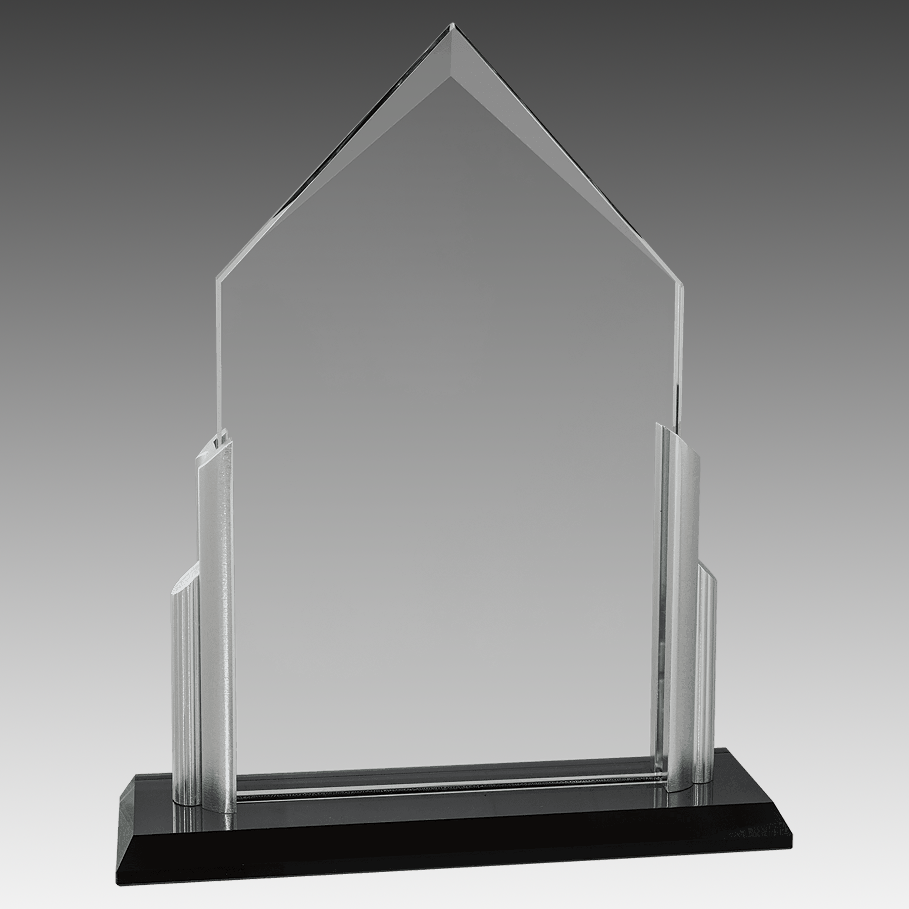 Peak Glass w/Brushed Silver Posts and Glass Base - AGP06