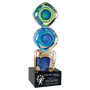 9.25" Stacked Blocks Art Glass with Square Black Base