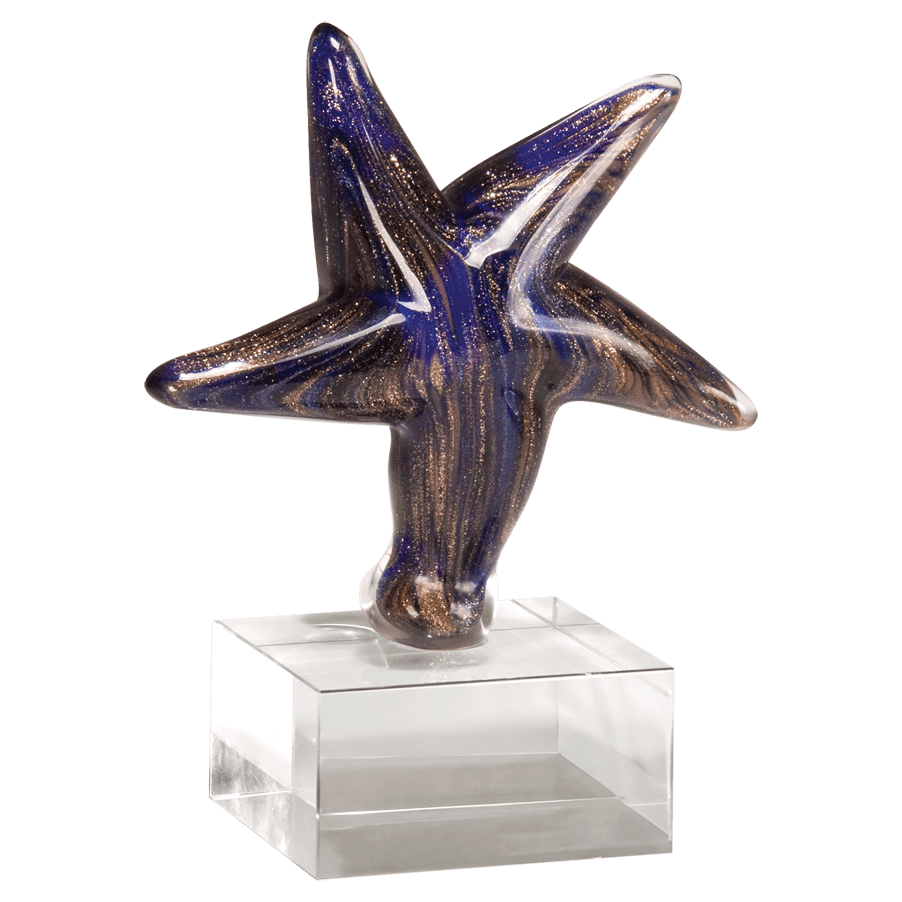 Blue Star Art Glass w/Gold Metallic Highlights on Base  - AGAR87
