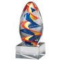 Colorful Egg Shaped Art Glass on Base - AGAR89