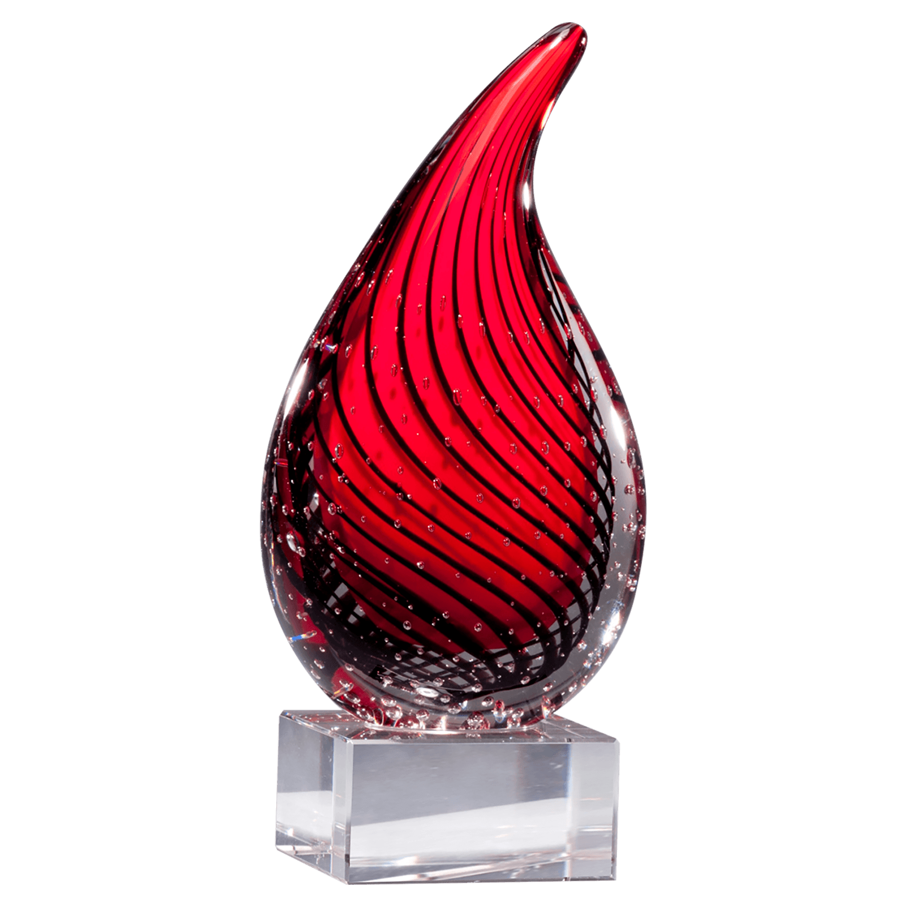 Red Teardrop Art Glass on Base - AGAR90